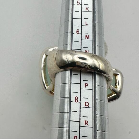 Sequin Hearts Ring Nordstrom Costume Jewelry Chunky Big Gold tone Green SIZE 7 - Picture 7 of 9